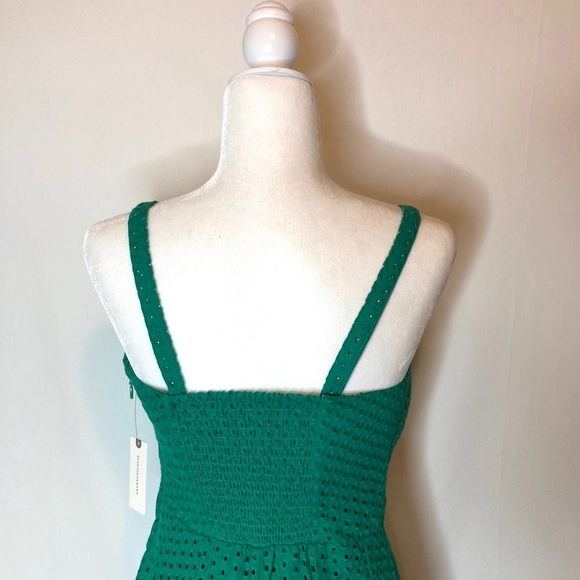 50% off NWT Anthropologie Maeve green eyelet dress 10 Medium free shipping - Picture 9 of 14